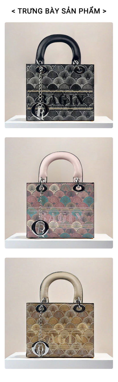 Túi xách mới dành cho nữ, thêu hoa văn, kèm khăn lụa, túi xách tay kiểu Lady Dior cao cấp, phong cách sang trọng thời thượng, mẫu hot hit, dễ phối đồ, túi đeo chéo hoặc đeo vai[gy-872]
