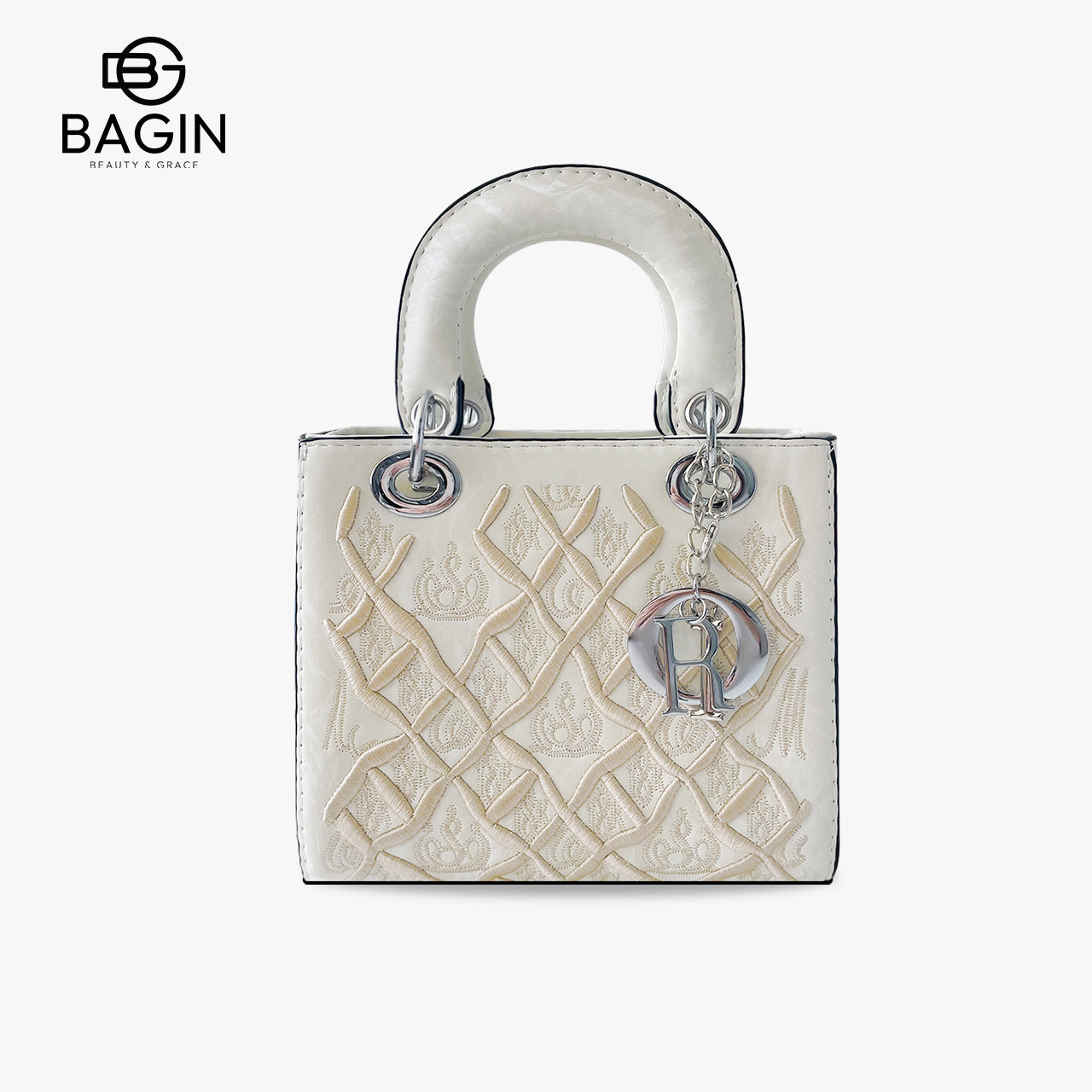 Túi Dior Lady đính kết thủ công cao cấp - Túi hình lưới tổ ong thêu hoa văn tinh xảo, thiết kế đa năng đeo chéo hoặc xách tay, đi kèm khăn lụa thời trang[gy-848]